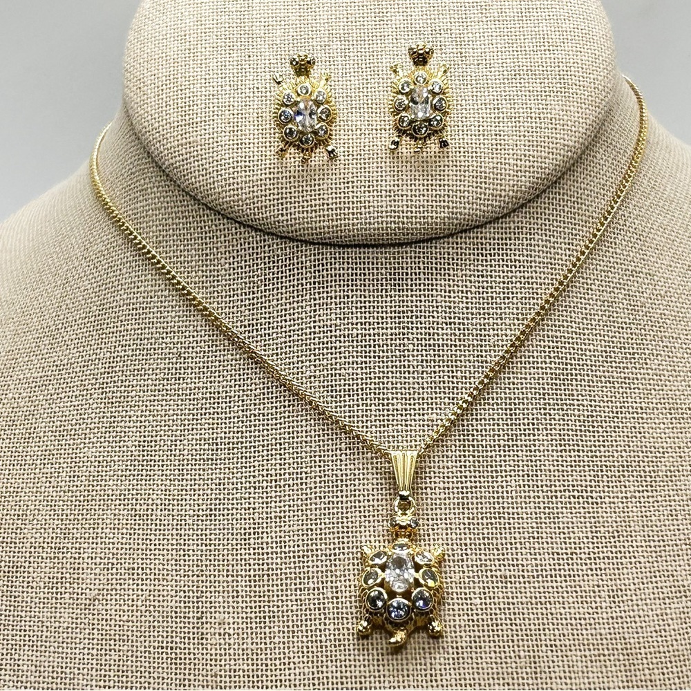 NWOT Gold filled Turtle earrings and necklace set ❤️ - Picture 2 of 12